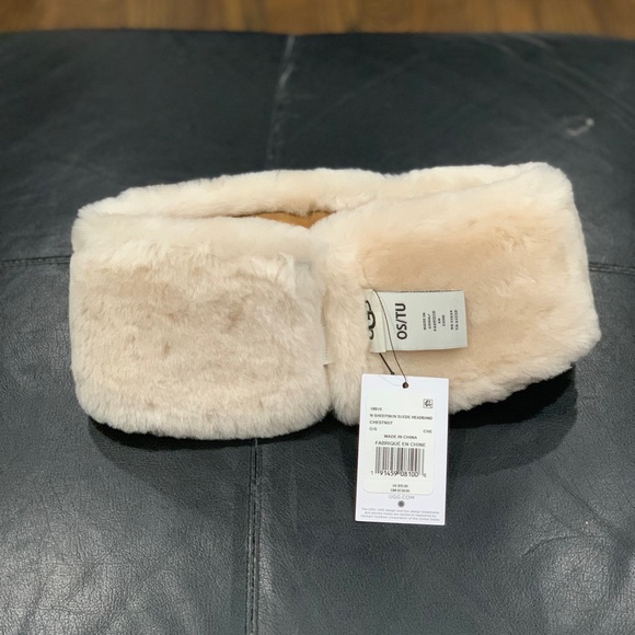 New Ugg Women’s Sheepskin Suede Headband Chestnut One Size - Picture 4 of 8